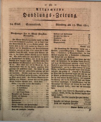 Allgemeine Handlungs-Zeitung Samstag 13. Mai 1815