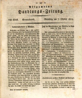 Allgemeine Handlungs-Zeitung Samstag 7. Oktober 1815