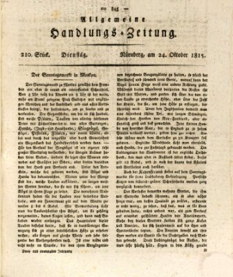 Allgemeine Handlungs-Zeitung Dienstag 24. Oktober 1815