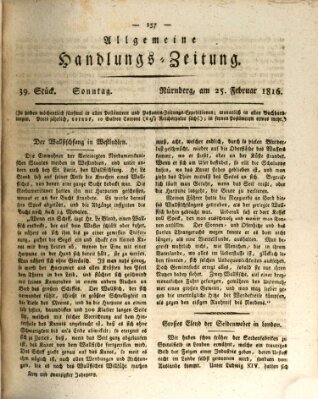 Allgemeine Handlungs-Zeitung Sonntag 25. Februar 1816