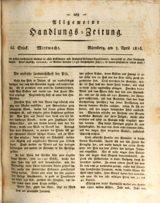 Allgemeine Handlungs-Zeitung Mittwoch 3. April 1816