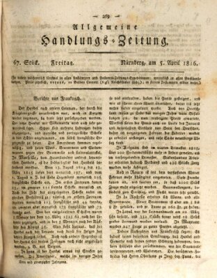 Allgemeine Handlungs-Zeitung Freitag 5. April 1816
