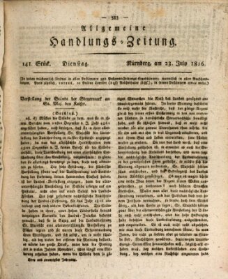 Allgemeine Handlungs-Zeitung Dienstag 23. Juli 1816