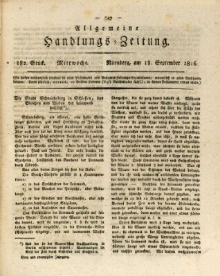 Allgemeine Handlungs-Zeitung Mittwoch 18. September 1816