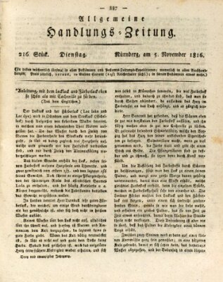 Allgemeine Handlungs-Zeitung Dienstag 5. November 1816