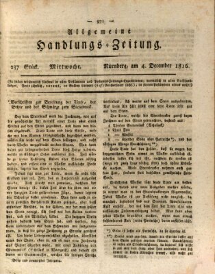 Allgemeine Handlungs-Zeitung Mittwoch 4. Dezember 1816