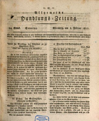 Allgemeine Handlungs-Zeitung Sonntag 2. Februar 1817