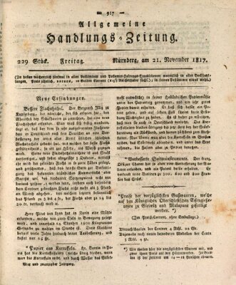 Allgemeine Handlungs-Zeitung Freitag 21. November 1817
