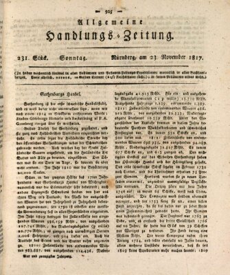 Allgemeine Handlungs-Zeitung Sonntag 23. November 1817
