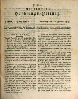 Allgemeine Handlungs-Zeitung Samstag 10. Januar 1818