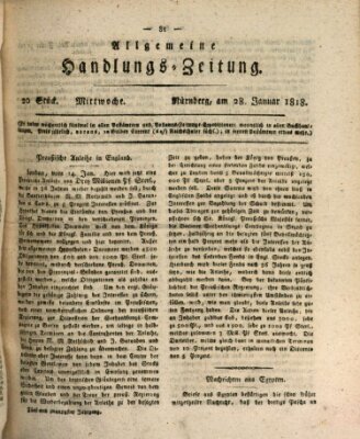 Allgemeine Handlungs-Zeitung Mittwoch 28. Januar 1818