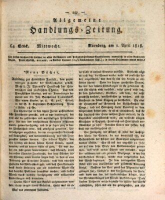 Allgemeine Handlungs-Zeitung Mittwoch 1. April 1818