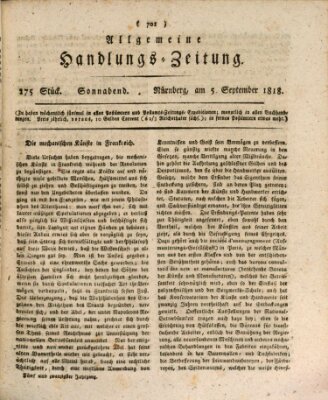 Allgemeine Handlungs-Zeitung Samstag 5. September 1818