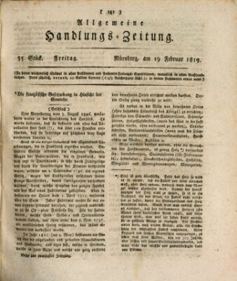 Allgemeine Handlungs-Zeitung Freitag 19. Februar 1819