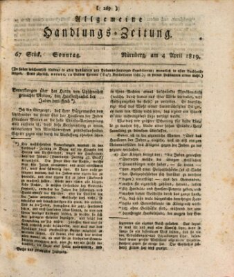 Allgemeine Handlungs-Zeitung Sonntag 4. April 1819