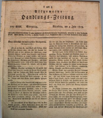 Allgemeine Handlungs-Zeitung Sonntag 4. Juli 1819