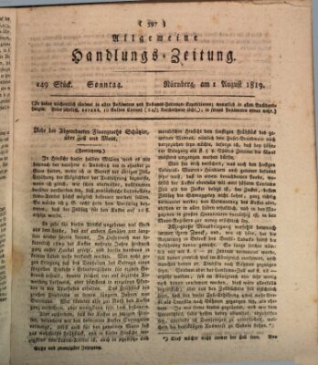 Allgemeine Handlungs-Zeitung Sonntag 1. August 1819