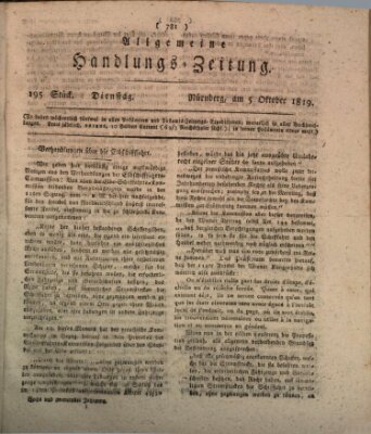 Allgemeine Handlungs-Zeitung Dienstag 5. Oktober 1819