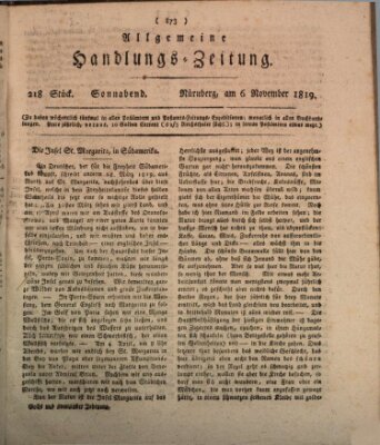Allgemeine Handlungs-Zeitung Samstag 6. November 1819