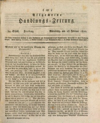 Allgemeine Handlungs-Zeitung Freitag 18. Februar 1820