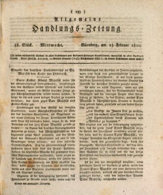 Allgemeine Handlungs-Zeitung Mittwoch 23. Februar 1820