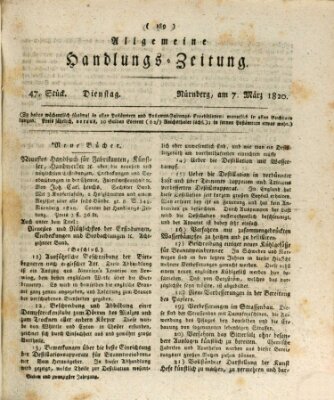 Allgemeine Handlungs-Zeitung Dienstag 7. März 1820