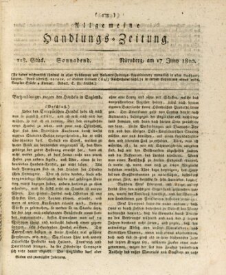 Allgemeine Handlungs-Zeitung Samstag 17. Juni 1820