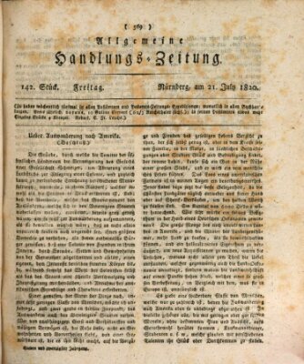 Allgemeine Handlungs-Zeitung Freitag 21. Juli 1820