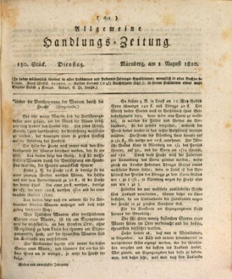 Allgemeine Handlungs-Zeitung Dienstag 1. August 1820