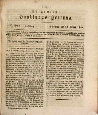 Allgemeine Handlungs-Zeitung Freitag 25. August 1820