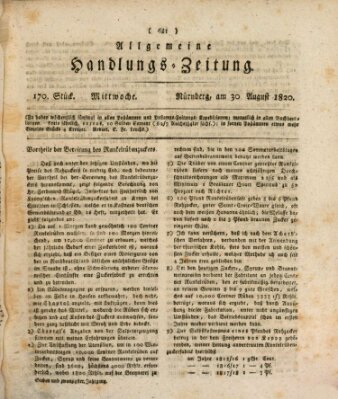 Allgemeine Handlungs-Zeitung Mittwoch 30. August 1820