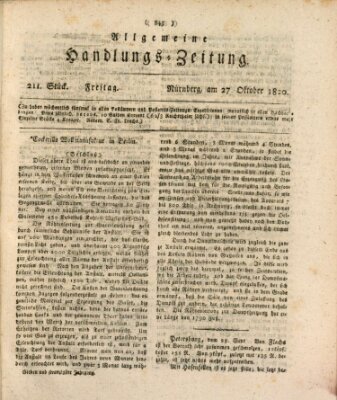 Allgemeine Handlungs-Zeitung Freitag 27. Oktober 1820