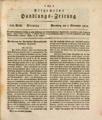 Allgemeine Handlungs-Zeitung Sonntag 5. November 1820