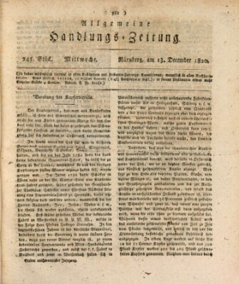 Allgemeine Handlungs-Zeitung Mittwoch 13. Dezember 1820