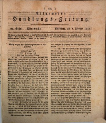 Allgemeine Handlungs-Zeitung Mittwoch 7. Februar 1821
