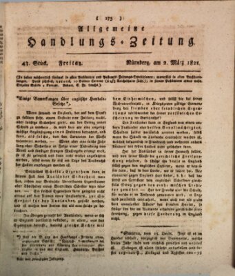 Allgemeine Handlungs-Zeitung Freitag 2. März 1821