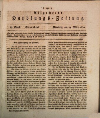 Allgemeine Handlungs-Zeitung Samstag 24. März 1821