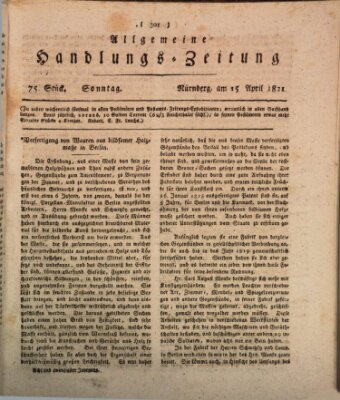 Allgemeine Handlungs-Zeitung Sonntag 15. April 1821