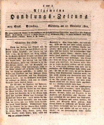 Allgemeine Handlungs-Zeitung Dienstag 20. November 1821