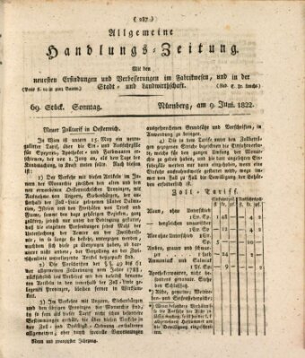 Allgemeine Handlungs-Zeitung Sonntag 9. Juni 1822