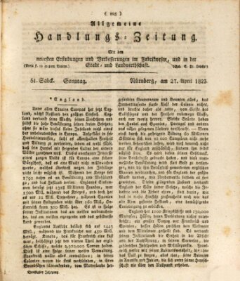 Allgemeine Handlungs-Zeitung Sonntag 27. April 1823