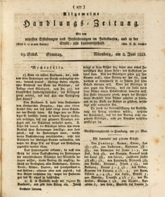 Allgemeine Handlungs-Zeitung Sonntag 8. Juni 1823