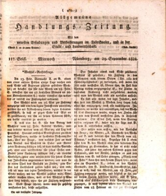 Allgemeine Handlungs-Zeitung Mittwoch 29. September 1824