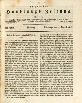 Allgemeine Handlungs-Zeitung Sonntag 27. August 1826