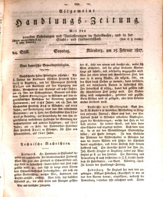 Allgemeine Handlungs-Zeitung Sonntag 25. Februar 1827
