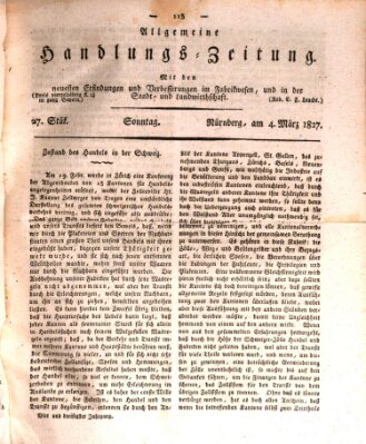 Allgemeine Handlungs-Zeitung Sonntag 4. März 1827