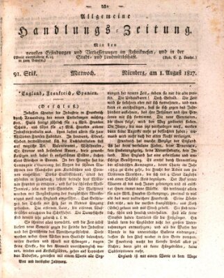 Allgemeine Handlungs-Zeitung Mittwoch 1. August 1827