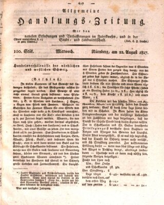 Allgemeine Handlungs-Zeitung Mittwoch 22. August 1827