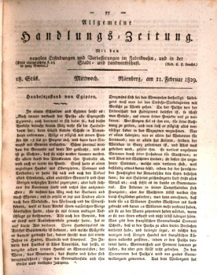 Allgemeine Handlungs-Zeitung Mittwoch 11. Februar 1829