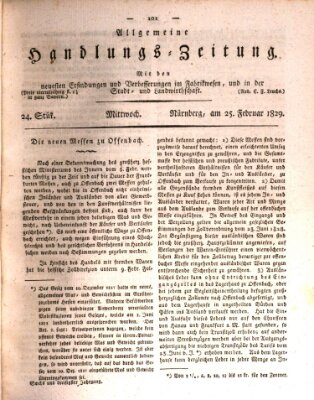 Allgemeine Handlungs-Zeitung Mittwoch 25. Februar 1829